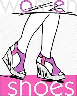 在現(xiàn)代的夏季平臺(tái)涼鞋矢量插畫(huà)草圖女人的腳