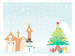 雪花背景的圣誕樹(shù)