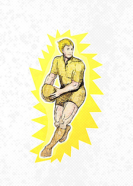 橄欖球運動員跑的傳球