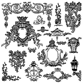 復(fù)古花紋裝飾矢量圖