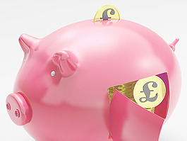 英鎊的小豬顯示貨幣、投資