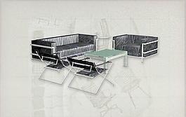 現(xiàn)代主義風(fēng)格之家具組合3D模型組合021