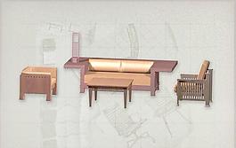 現(xiàn)代主義風(fēng)格之家具組合3D模型組合033