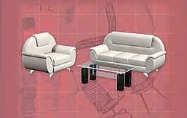 現(xiàn)代主義風格之家具組合3D模型組合014