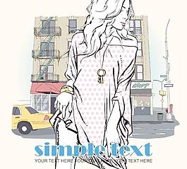 時(shí)尚人物插畫背景矢量素材03