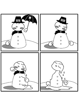 雪人黑白單色漫畫