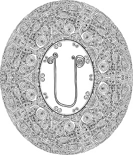 手繪字體字母U矢量插畫