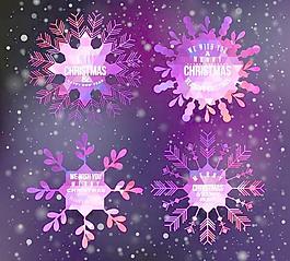 豐富多彩的圣誕樹上的雪花標(biāo)簽圖標(biāo)矢量素材