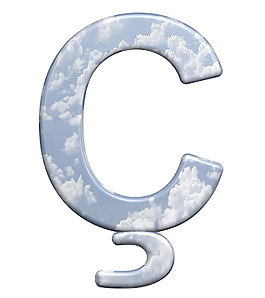 從藍(lán)色的天空 白色隔離一個(gè)字母字符集