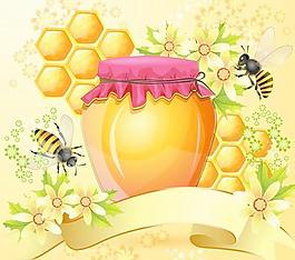 蜜蜂的蜂巢，蜂蜜產(chǎn)品設(shè)計(jì)矢量素材03