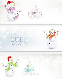 雪人的旗幟模板矢量素材