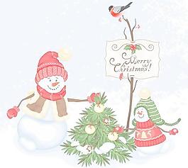 內(nèi)畫圣誕雪人矢量素材4
