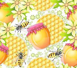 蜜蜂的蜂巢，蜂蜜產(chǎn)品設(shè)計(jì)矢量素材04