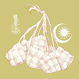 矢量手繪Ketupat