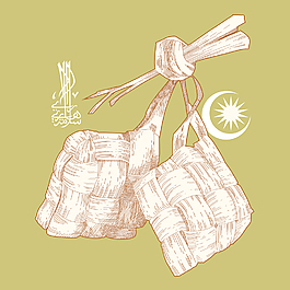 矢量手繪Ketupat