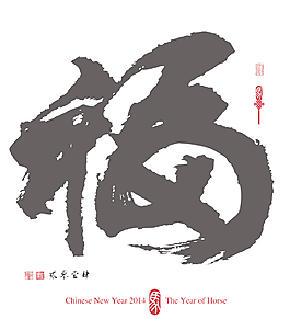 翻譯：書法矢量中國新年好運