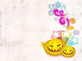 可怕的萬圣節(jié)南瓜復古花卉背景