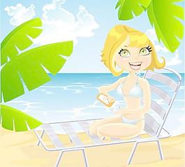 夏天的海灘插畫矢量素材03