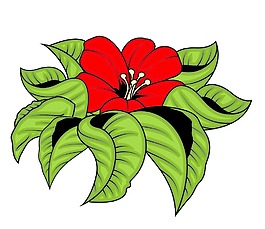 樹葉矢量插畫紅色的花