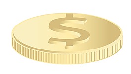 黄金美元硬币向量