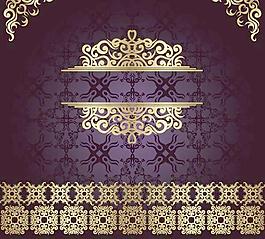 金色歐式花紋花邊矢量素材01