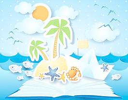 夏天的海灘背景矢量素材04