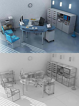 辦公室3D模型素材3D建筑室內(nèi)效果圖