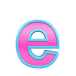 一個(gè)小寫(xiě)字母的粉紅色和藍(lán)色框字母集白色隔離