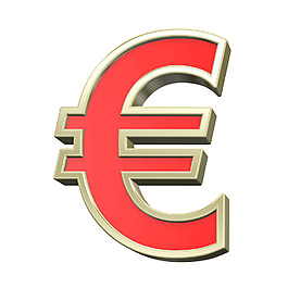 歐元符號從紅色與金亮幀字符集