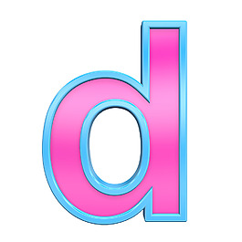 一個(gè)小寫(xiě)字母的粉紅色和藍(lán)色框字母集白色隔離