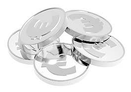 銀幣棧孤立在白色的背景