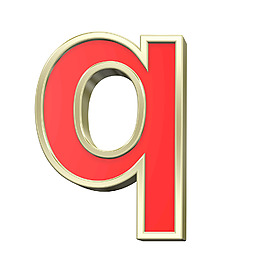小寫字母的紅色與金框字符集