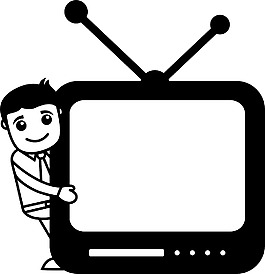 在屏幕上顯示的人的辦公室特征矢量插畫