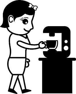 咖啡機辦公人物插畫矢量