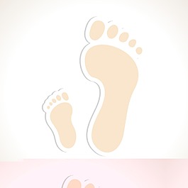 一個父親和孩子的腳印