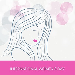 三八妇女节贺卡或海报的粉红色背景的漂亮女孩插画设计