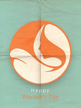 三八婦女節賀卡或海報的綠色背景 在心臟形狀的一個美麗的女孩插畫設計