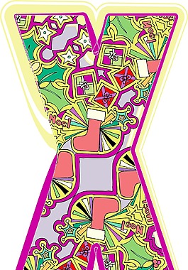 圣誕節(jié)的手寫體字母矢量插畫