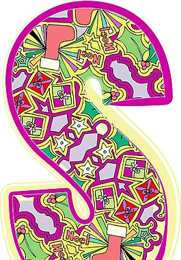圣誕節(jié)的手寫(xiě)體字母矢量插畫(huà)