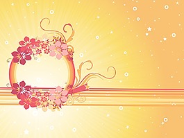 芥末射线背景与花的框架
