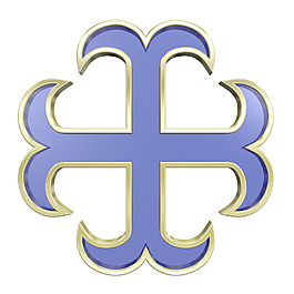 藍(lán)色和金色框架紋章交叉白色隔離