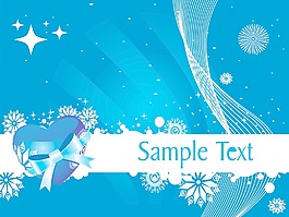 藍(lán)色矢量的心結(jié)絲帶和雪花