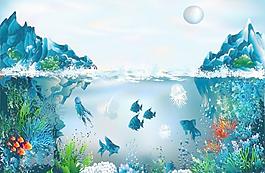 五彩繽紛的海底世界03矢量素材