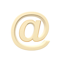 金電子郵件標志的白色隔離