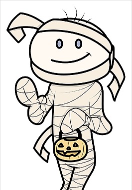 孩子在萬圣節服裝卡通插畫矢量