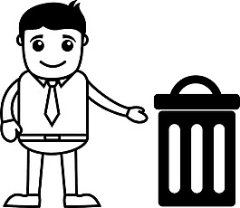 人與垃圾桶矢量插畫