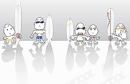 矢量卡通人物的風(fēng)帆集矢量素材