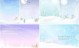 6冬天的雪的背景，矢量素材
