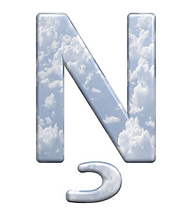 從藍色的天空 白色隔離一個字母字符集