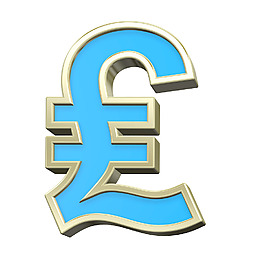 英鎊的符號從綠松石與金亮幀字符集